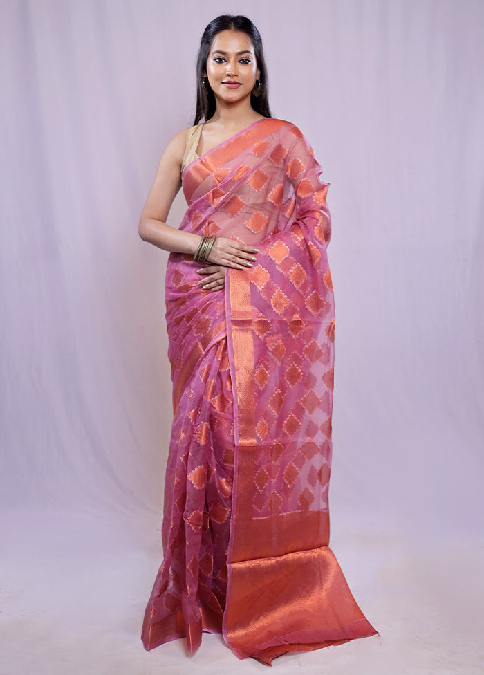 Purple Organza Saree With Blouse Piece