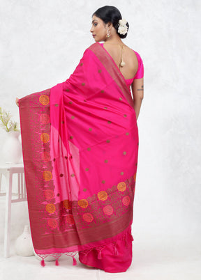 Pink Dupion Silk Saree With Blouse Piece