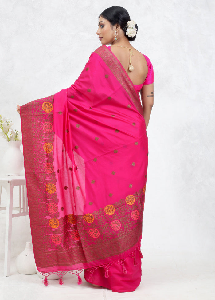 Pink Dupion Silk Saree With Blouse Piece