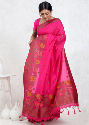 Pink Dupion Silk Saree With Blouse Piece