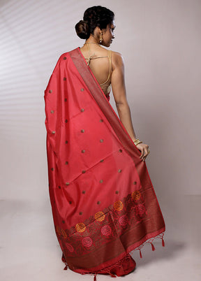 Pink Dupion Silk Saree With Blouse Piece