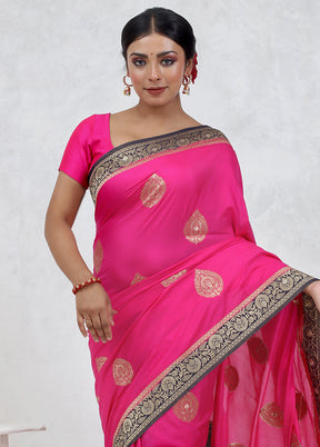 Pink Dupion Silk Saree With Blouse Piece