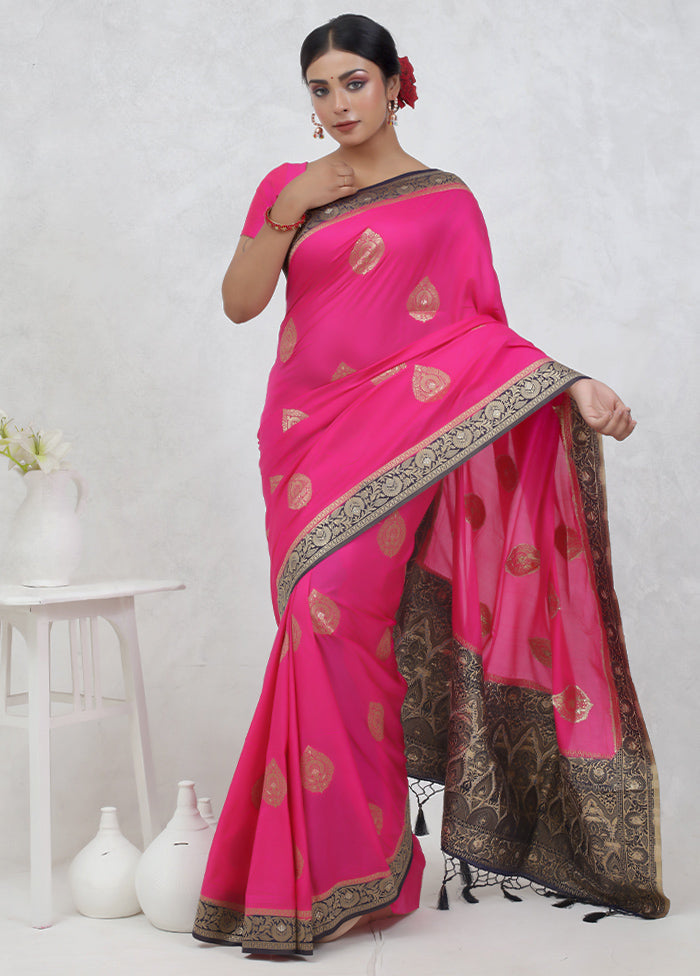 Pink Dupion Silk Saree With Blouse Piece