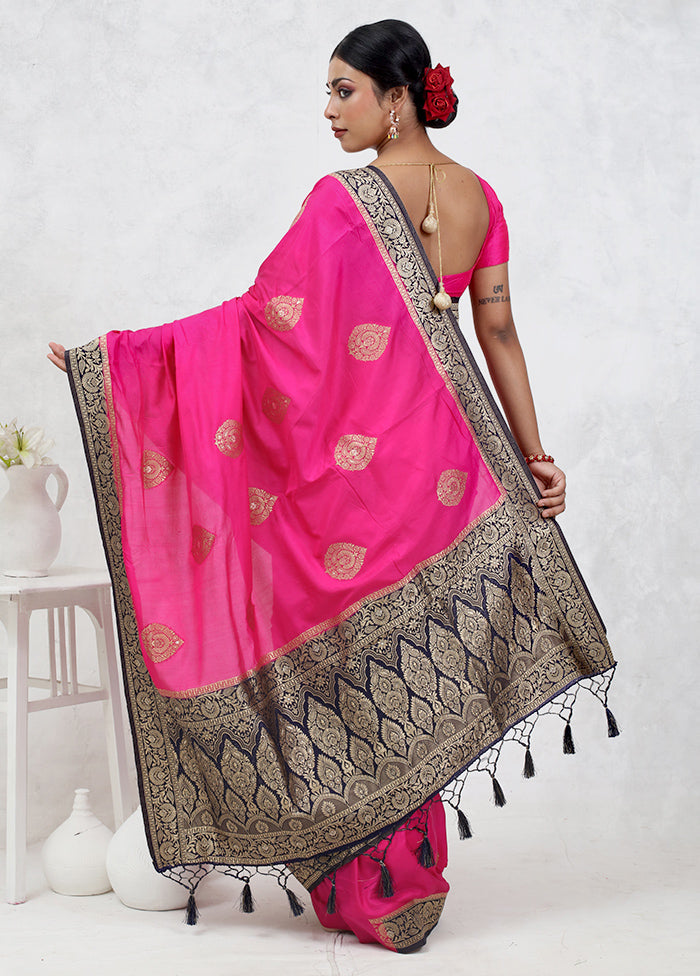 Pink Dupion Silk Saree With Blouse Piece