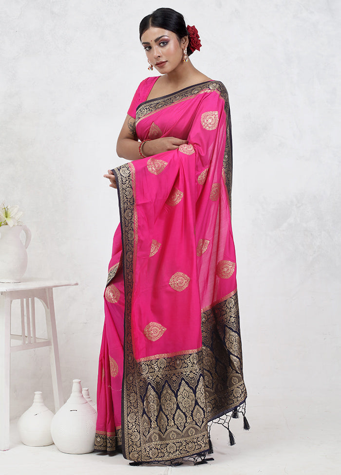 Pink Dupion Silk Saree With Blouse Piece
