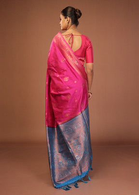 Pink Dupion Silk Saree With Blouse Piece