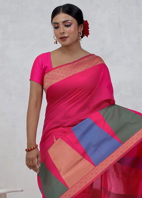Pink Dupion Silk Saree With Blouse Piece