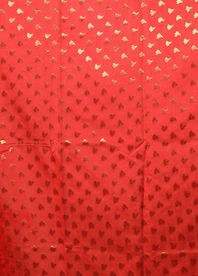 Red Dupion Silk Saree With Blouse Piece