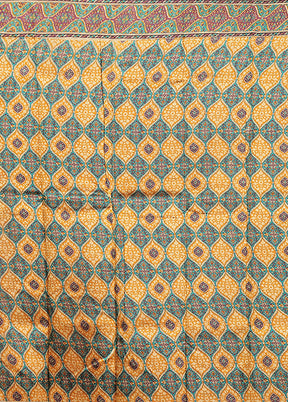 Cream Printed Pure Silk Saree Without Blouse Piece