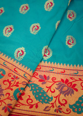 Blue Kanjivaram Silk Saree With Blouse Piece