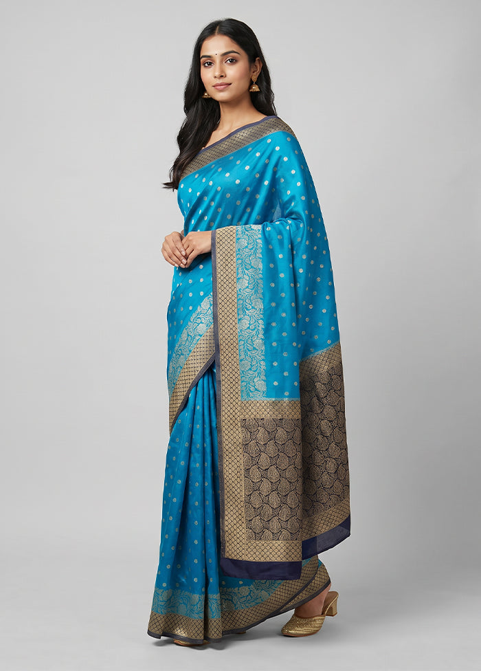 Blue Georgette Saree With Blouse Piece