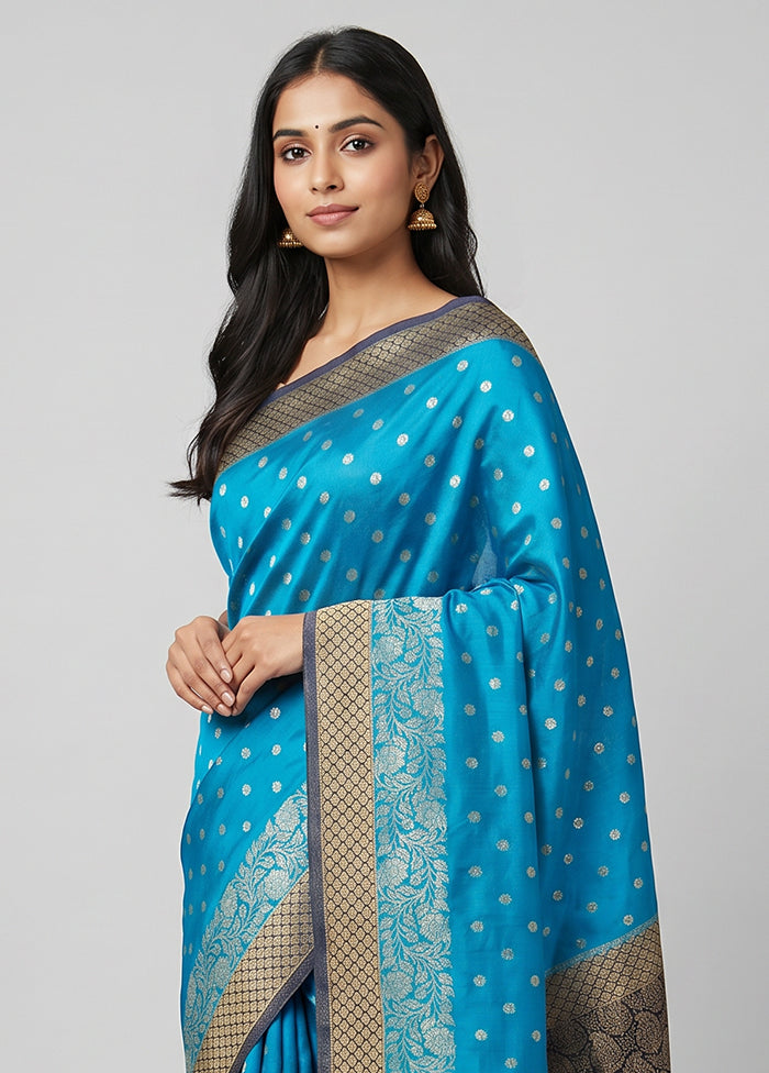 Blue Georgette Saree With Blouse Piece