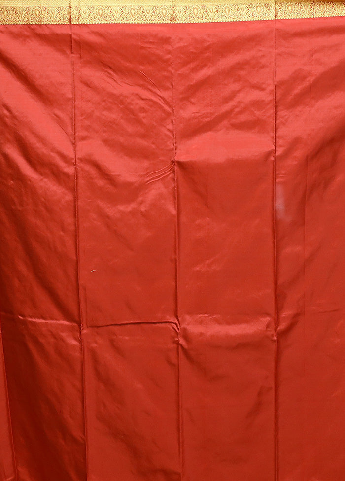 Orange Kanjivaram Silk Saree With Blouse Piece