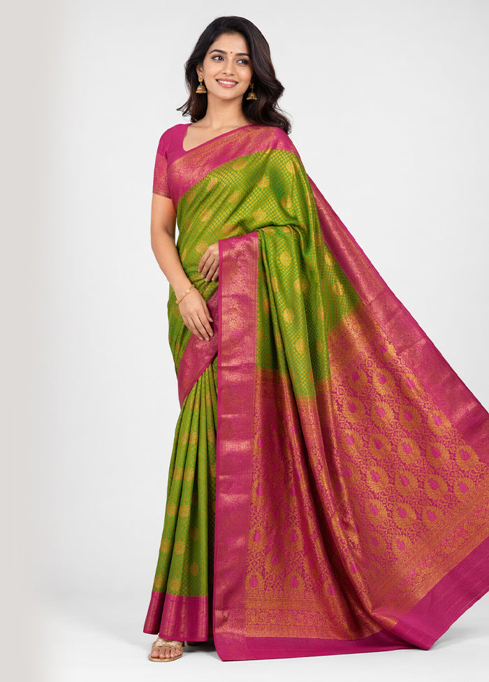 Green Kanjivaram Silk Saree With Blouse Piece