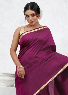 Purple Kanjivaram Silk Saree With Blouse Piece