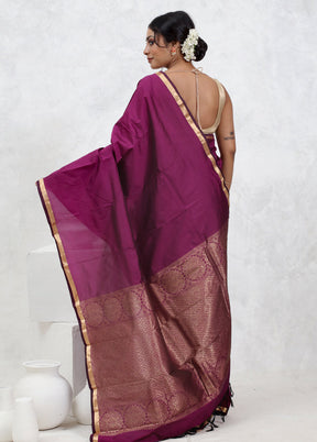 Purple Kanjivaram Silk Saree With Blouse Piece
