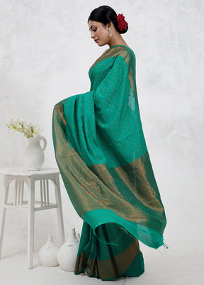 Green Georgette Saree With Blouse Piece