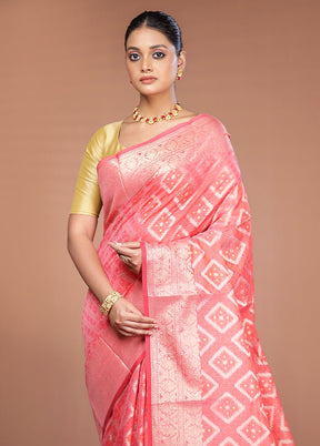 Pink Cotton Saree With Blouse Piece