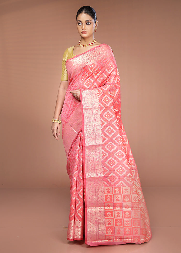 Pink Cotton Saree With Blouse Piece