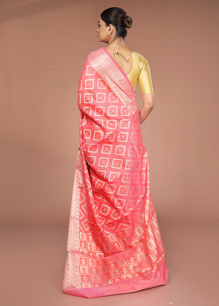 Pink Cotton Saree With Blouse Piece
