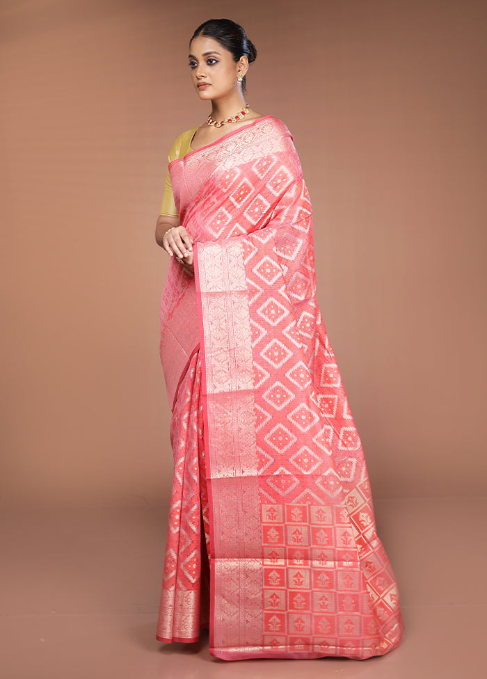 Pink Cotton Saree With Blouse Piece