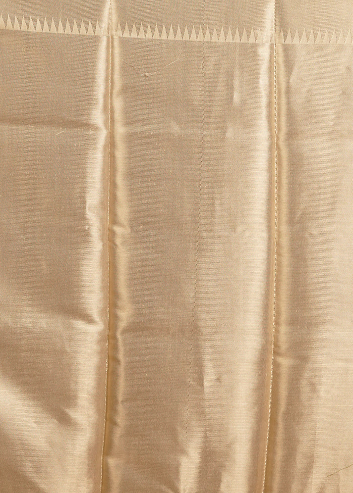 Cream Kora Silk Saree With Blouse Piece