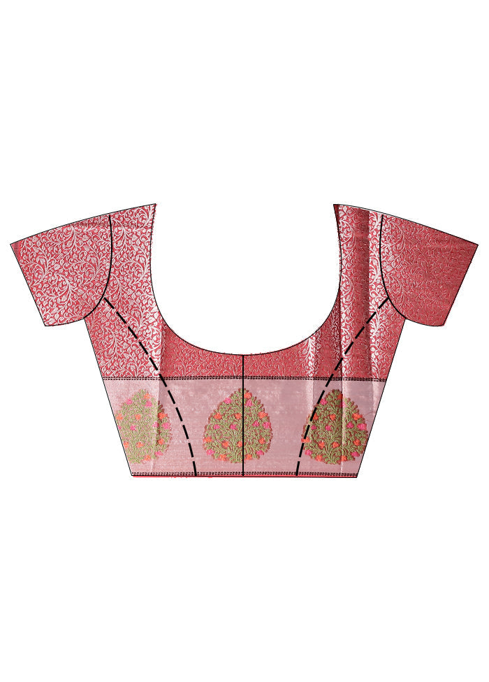 Red Dupion Silk Saree With Blouse Piece