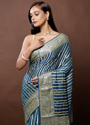 Blue Georgette Saree With Blouse Piece - Indian Silk House Agencies