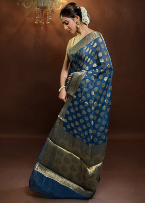 Blue Georgette Saree With Blouse Piece
