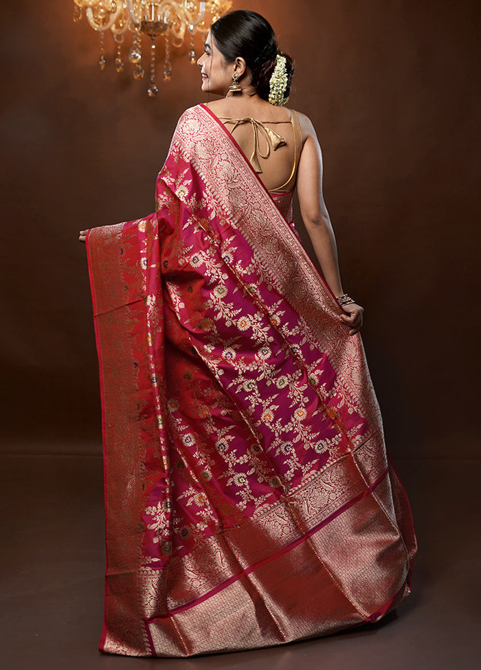 Pink Handloom Uppada Pure Silk Saree With Blouse Piece - Indian Silk House Agencies