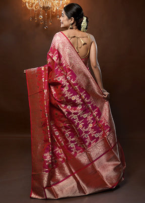 Pink Handloom Uppada Pure Silk Saree With Blouse Piece - Indian Silk House Agencies