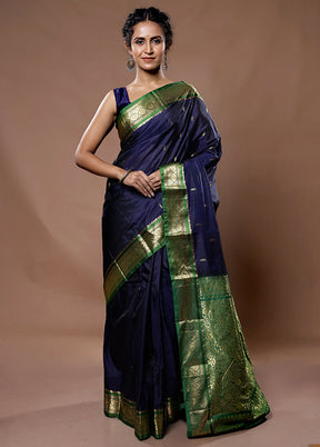 Purple Kanjivaram Silk Saree With Blouse Piece - Indian Silk House Agencies
