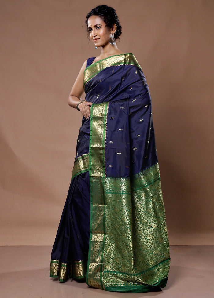 Purple Kanjivaram Silk Saree With Blouse Piece - Indian Silk House Agencies