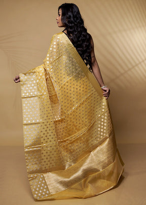 Yellow Organza Saree With Blouse Piece