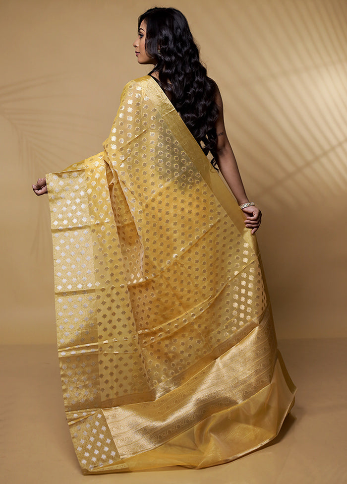 Yellow Organza Saree With Blouse Piece