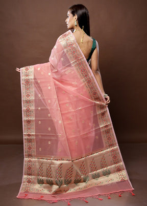 Pink Cotton Saree With Blouse Piece