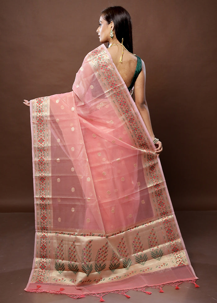 Pink Cotton Saree With Blouse Piece