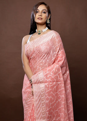 Pink Kora Silk Saree With Blouse Piece - Indian Silk House Agencies