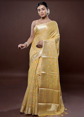 Yellow Organza Saree With Blouse Piece