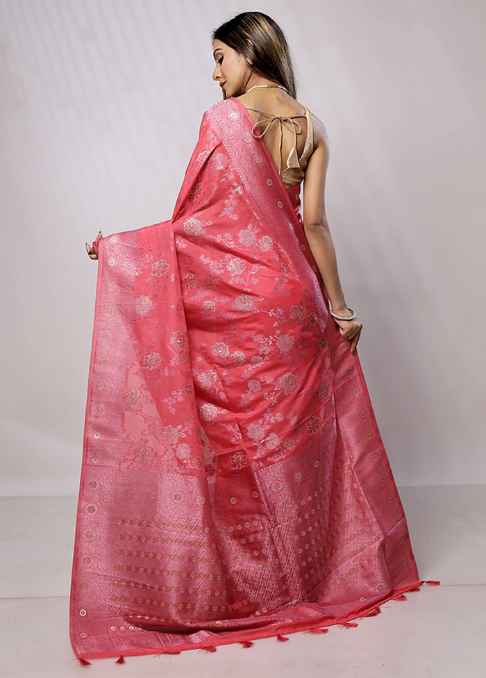 Pink Georgette Saree With Blouse Piece