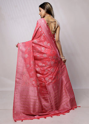 Pink Georgette Saree With Blouse Piece