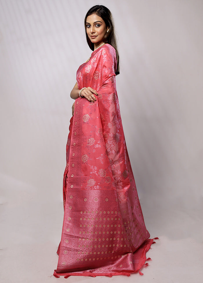 Pink Georgette Saree With Blouse Piece