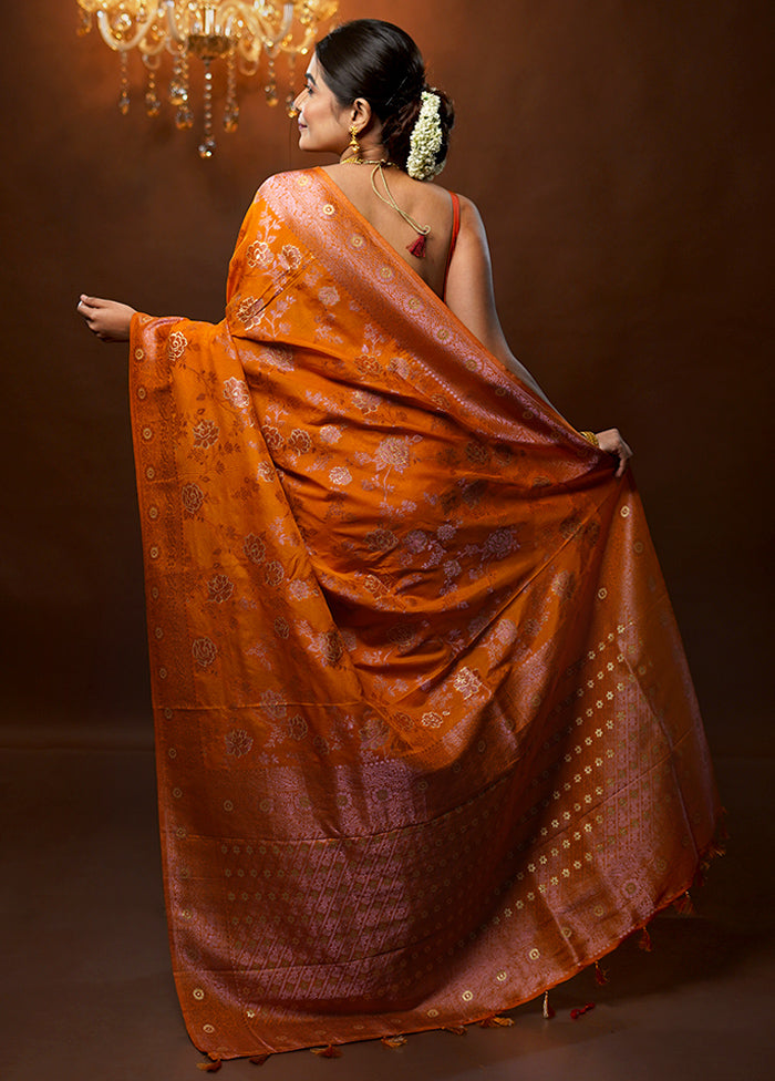 Rust Georgette Saree With Blouse Piece