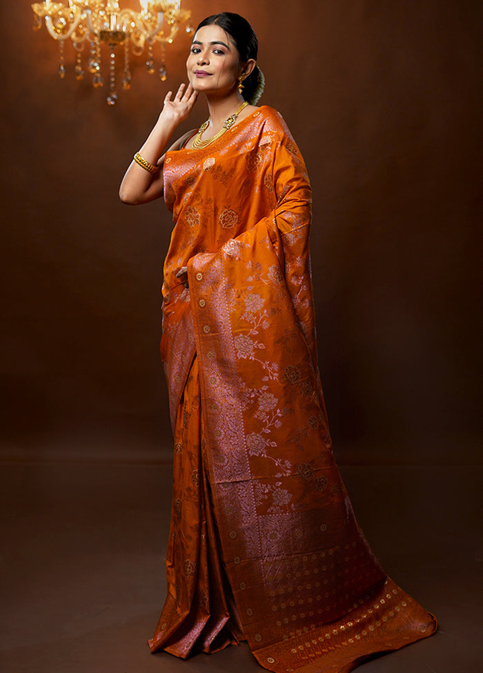 Rust Georgette Saree With Blouse Piece