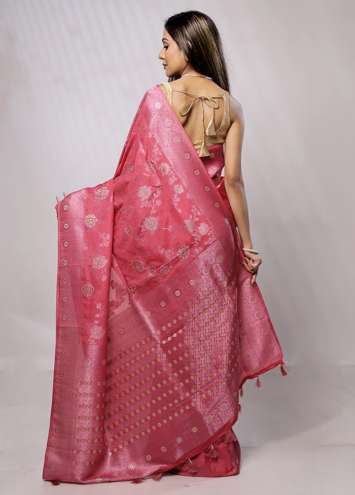Pink Georgette Saree With Blouse Piece