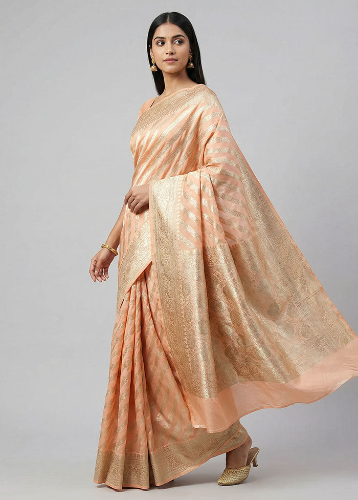 Pink Tanchoi Silk Saree With Blouse Piece