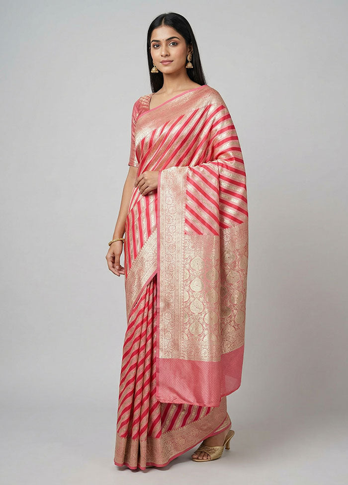 Pink Tanchoi Silk Saree With Blouse Piece