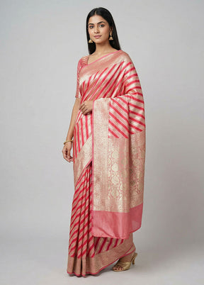 Pink Tanchoi Silk Saree With Blouse Piece