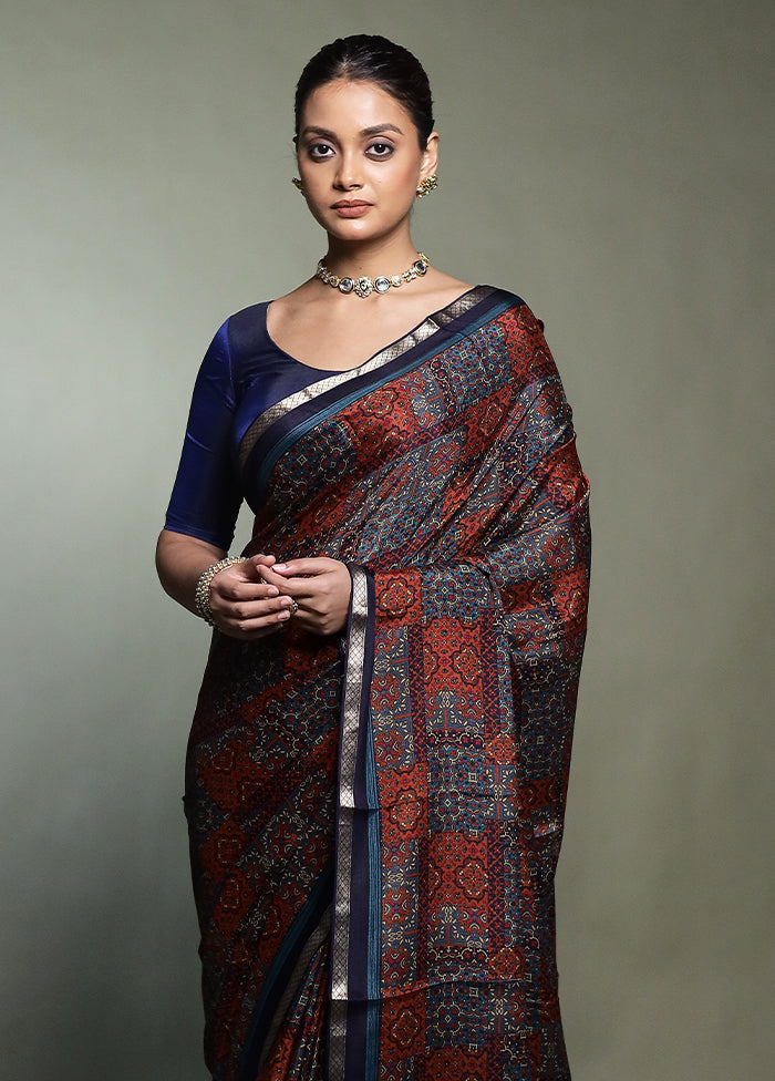 Blue Handloom Chiffon Pure Silk Saree With Blouse Piece