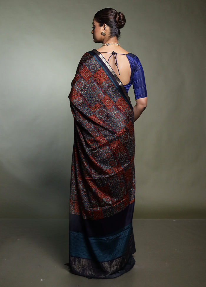 Blue Handloom Chiffon Pure Silk Saree With Blouse Piece